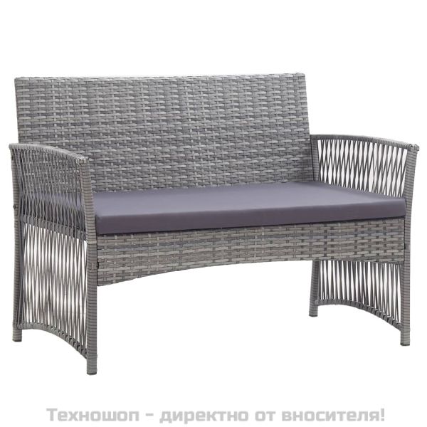 Градински комплект с възглавници, 4 части, полиратан, антрацит