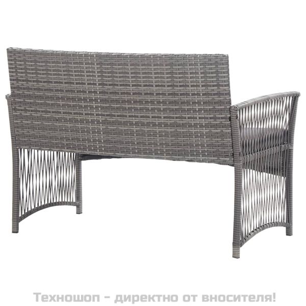 Градински комплект с възглавници, 4 части, полиратан, антрацит