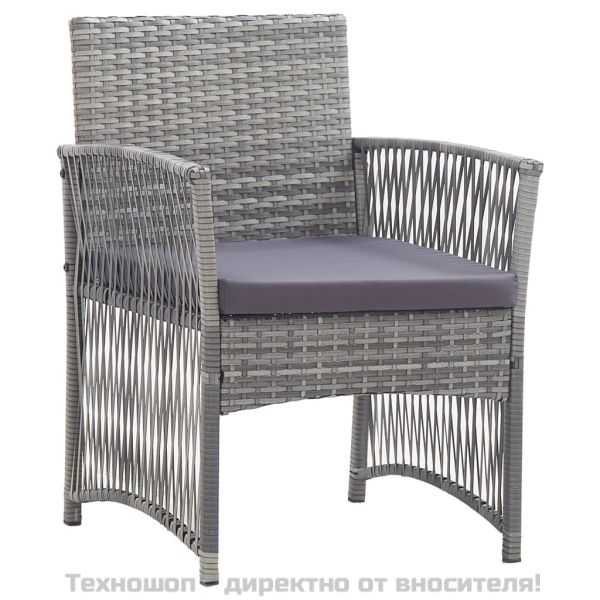 Градински комплект с възглавници, 4 части, полиратан, антрацит