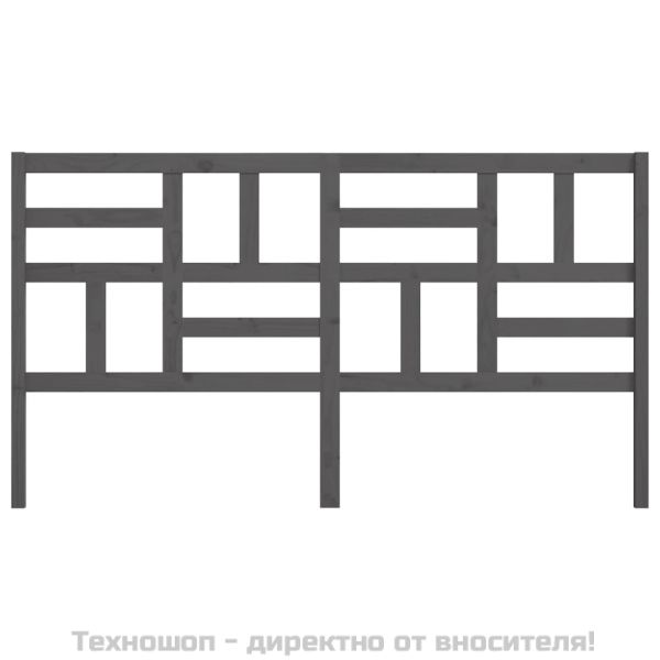 Горна табла за легло, сива, 206x4x104 см, бор масив