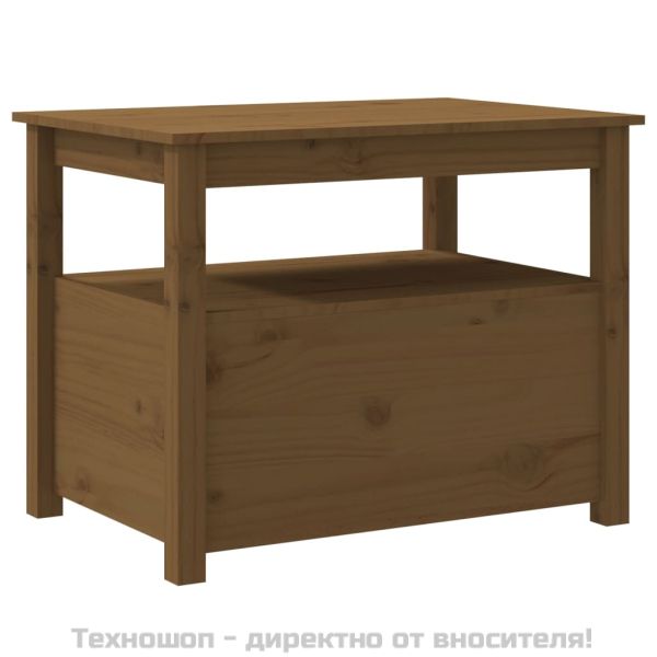 Кафе маса, меденокафява, 71x49x55 см, борово дърво масив