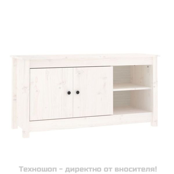 ТВ шкаф, бял, 103x36,5x52 см, бор масив