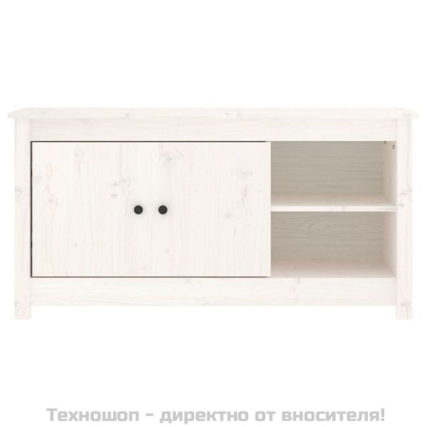 ТВ шкаф, бял, 103x36,5x52 см, бор масив