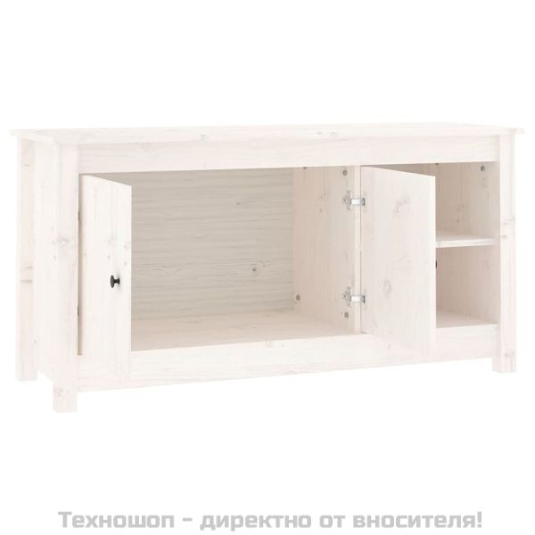 ТВ шкаф, бял, 103x36,5x52 см, бор масив