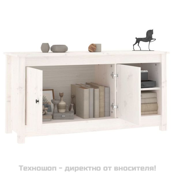 ТВ шкаф, бял, 103x36,5x52 см, бор масив