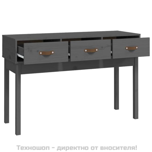 Конзолна маса, сива, 114x40x75 см, борово дърво масив