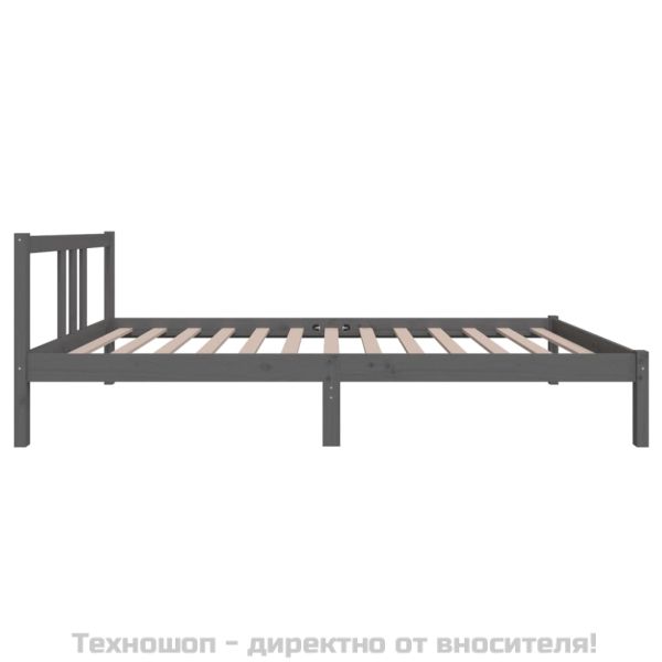 Рамка за легло, сива, масивно дърво, 100х200 см