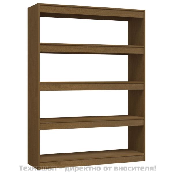 Библиотека/разделител за стая меденокафява 100x30x135,5 см бор