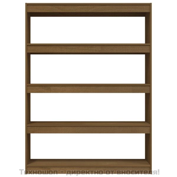 Библиотека/разделител за стая меденокафява 100x30x135,5 см бор