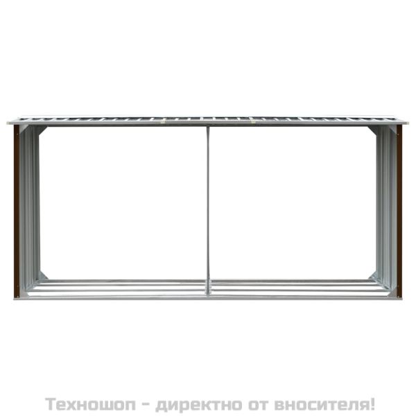 Навес за дърва, поцинкована стомана, 330x92x153 см, кафяв