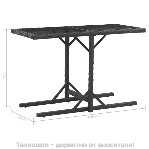 Градински комплект с възглавници, 3 части, полиратан, черен