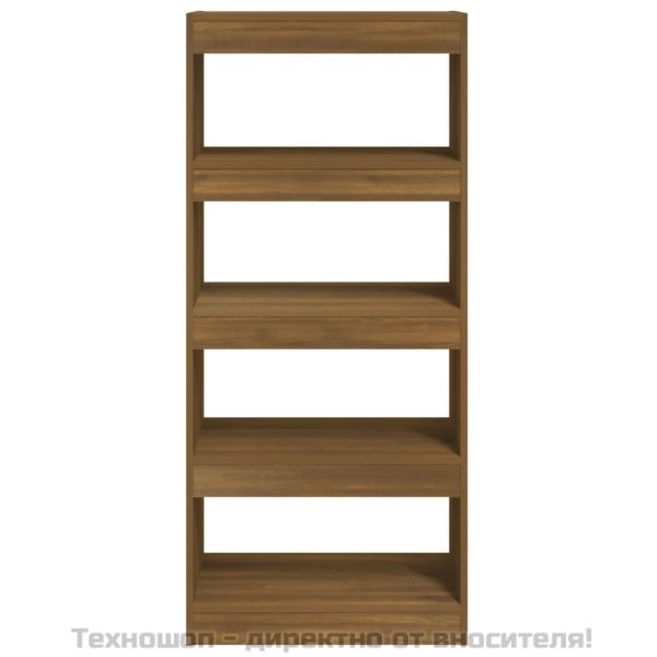 Библиотека/разделител, кафяв дъб, 60x30x135 см, инженерно дърво