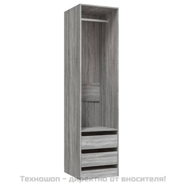 Гардероб с чекмеджета сив сонома 50x50x200 см инженерно дърво