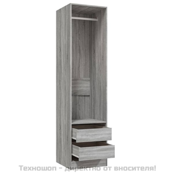 Гардероб с чекмеджета сив сонома 50x50x200 см инженерно дърво