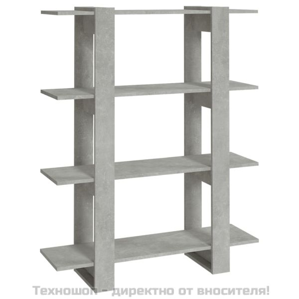 Библиотека/разделител за стая, бетонно сива, 100x30x123,5 см