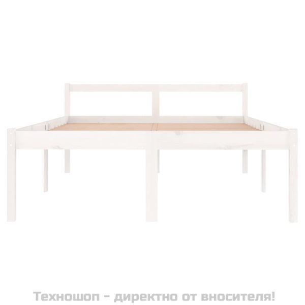 Легло за възрастни хора бяло 135x190 см двойно бор масив
