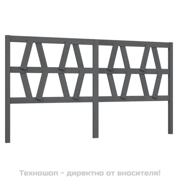 Горна табла за легло, сива, 206x4x100 см, бор масив