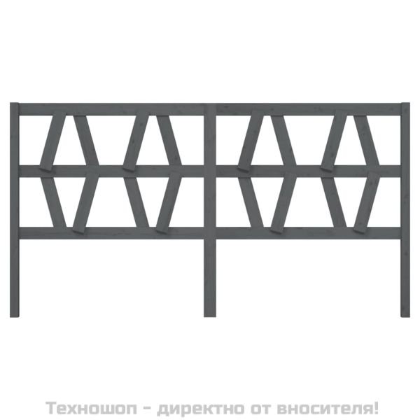 Горна табла за легло, сива, 206x4x100 см, бор масив