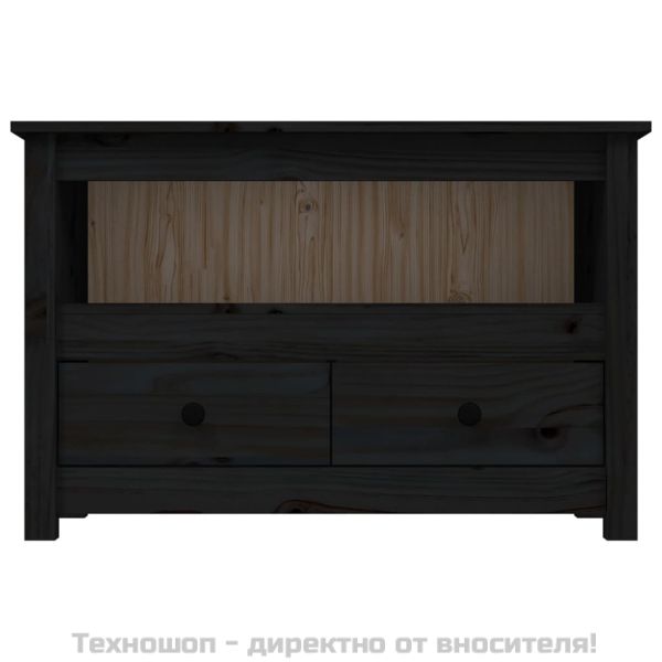 ТВ шкаф, черен, 79x35x52 см, бор масив