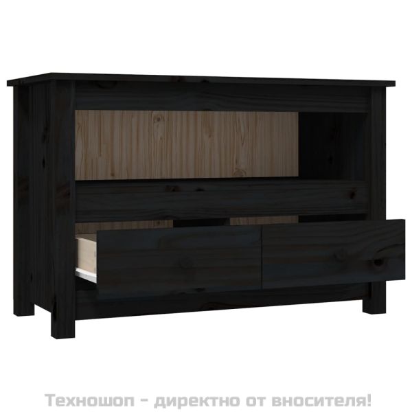 ТВ шкаф, черен, 79x35x52 см, бор масив