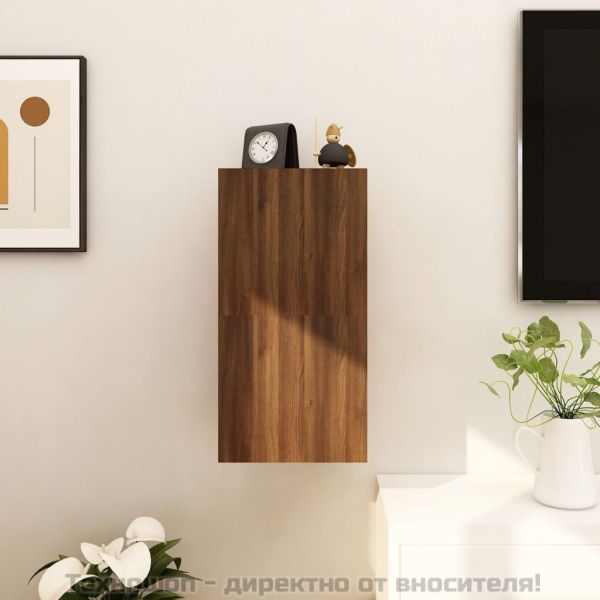 Стенни ТВ шкафове, 2 бр, кафяв дъб, 30,5x30x30 см