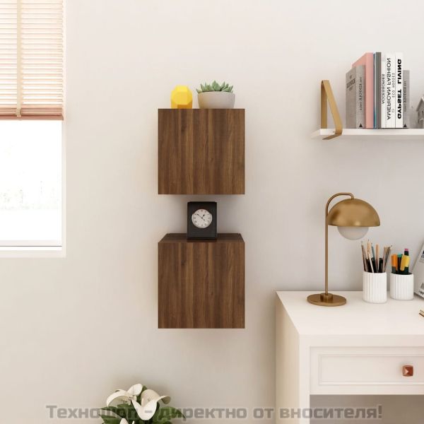 Стенни ТВ шкафове, 2 бр, кафяв дъб, 30,5x30x30 см