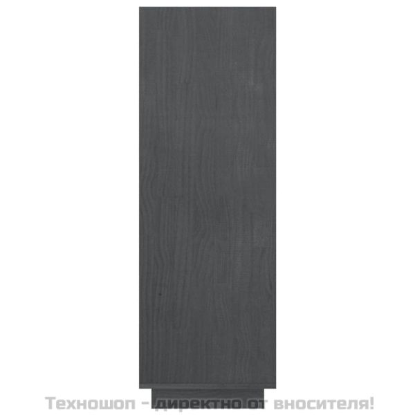 Библиотека/разделител за стая, сива, 80x35x103 см, бор масив