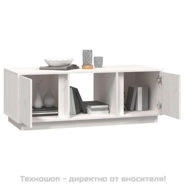 Кафе маса, бяла, 110x50x40 см, борово дърво масив