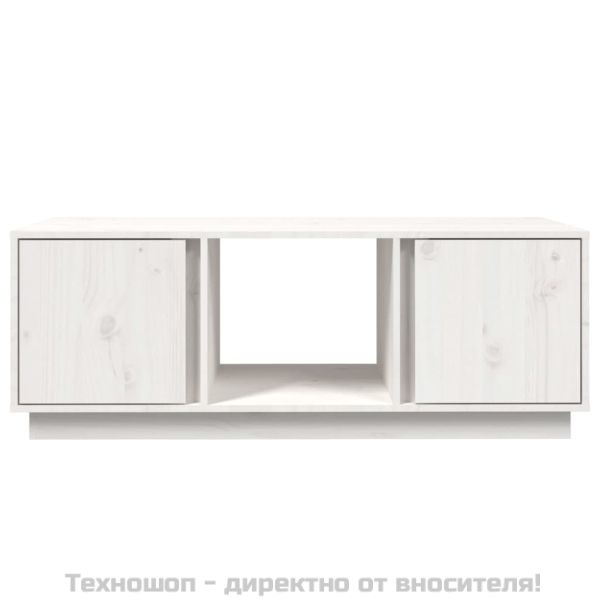 Кафе маса, бяла, 110x50x40 см, борово дърво масив