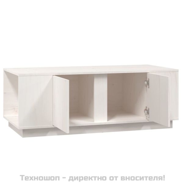 Кафе маса, бяла, 110x50x40 см, борово дърво масив