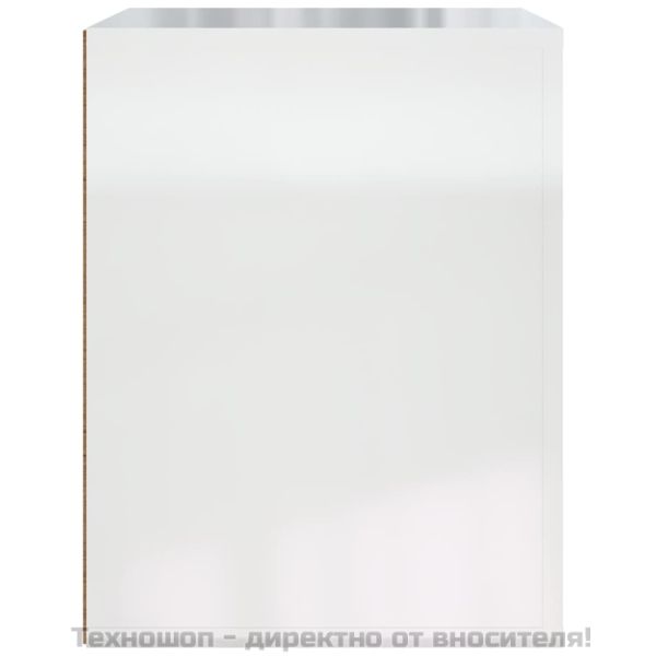 Нощно шкафче за стенен монтаж, бял гланц, 50x36x47 см