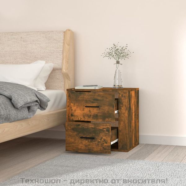 Нощно шкафче за стенен монтаж, опушен дъб, 50x36x47 см