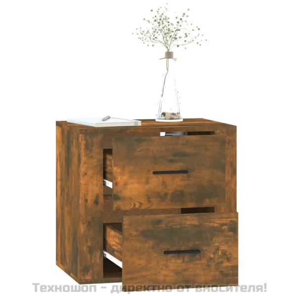 Нощно шкафче за стенен монтаж, опушен дъб, 50x36x47 см