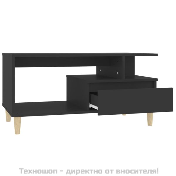 Маса за кафе, черна, 90x49x45 см, инженерно дърво