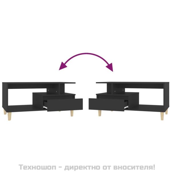 Маса за кафе, черна, 90x49x45 см, инженерно дърво