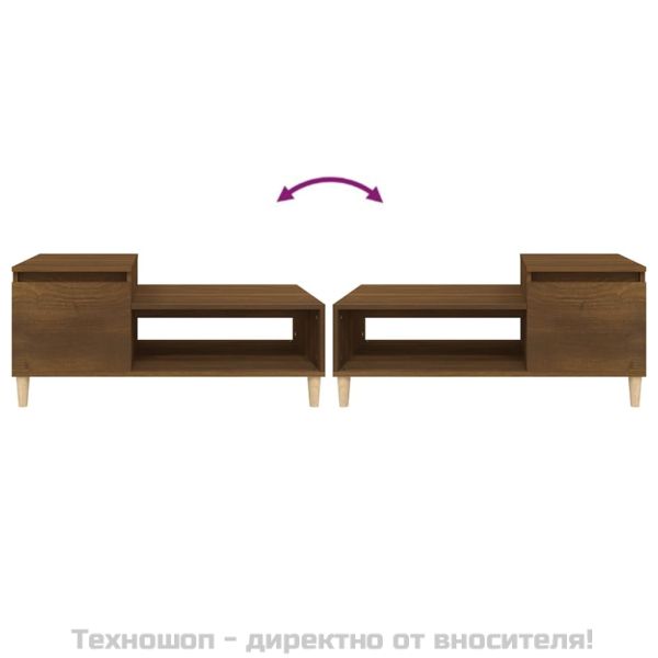 Кафе маса, кафяв дъб, 100x50x45 см, инженерно дърво