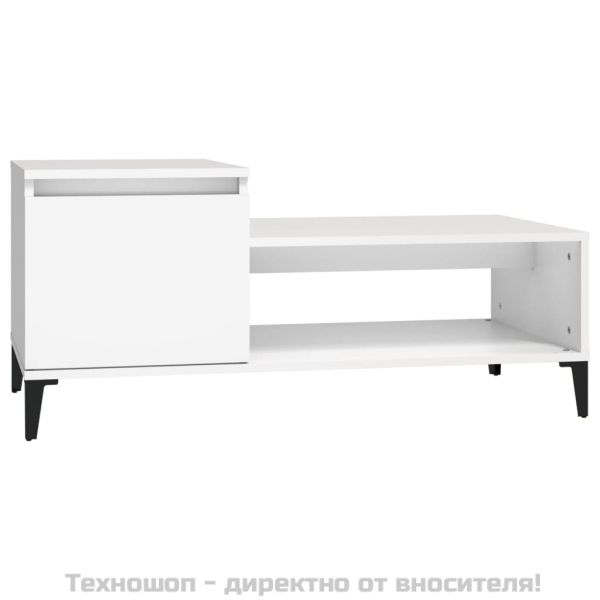 Кафе маса, бяла, 100x50x45 см, инженерно дърво