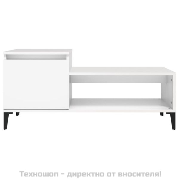 Кафе маса, бяла, 100x50x45 см, инженерно дърво