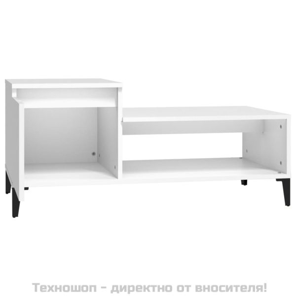 Кафе маса, бяла, 100x50x45 см, инженерно дърво