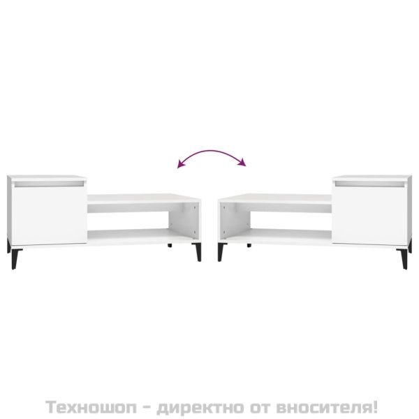 Кафе маса, бяла, 100x50x45 см, инженерно дърво