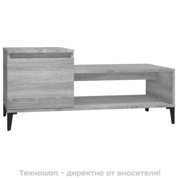 Кафе маса, сив сонома, 100x50x45 см, инженерно дърво