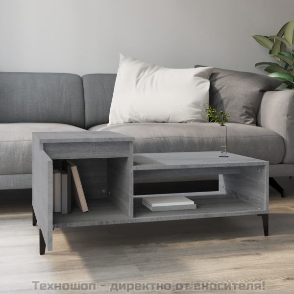 Кафе маса, сив сонома, 100x50x45 см, инженерно дърво