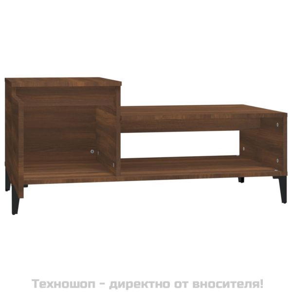 Кафе маса, кафяв дъб, 100x50x45 см, инженерно дърво