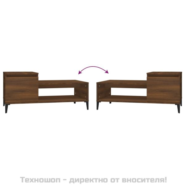 Кафе маса, кафяв дъб, 100x50x45 см, инженерно дърво