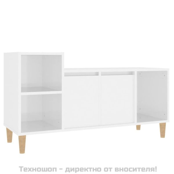 ТВ шкаф, бял гланц, 100x35x55 см, инженерно дърво