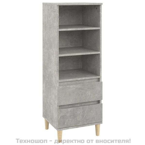 Висок шкаф, Бетонно сиво, 40x36x110 см, инженерно дърво