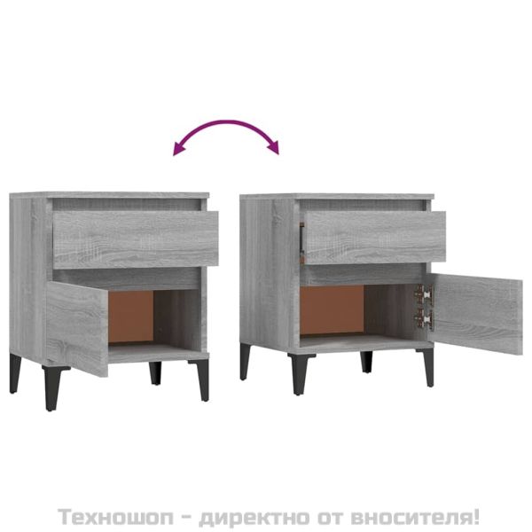 Нощни шкафчета, 2 бр, сив сонома, 40x35x50 см