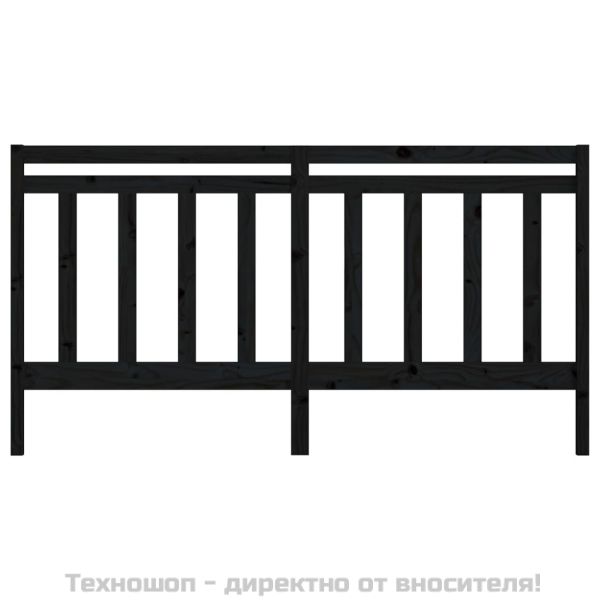 Горна табла за легло, черна, 206x4x100 см, бор масив