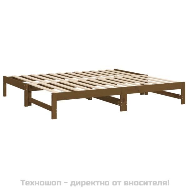 Разтегателно дневно легло меденокафяво 2x(90x190) см бор масив