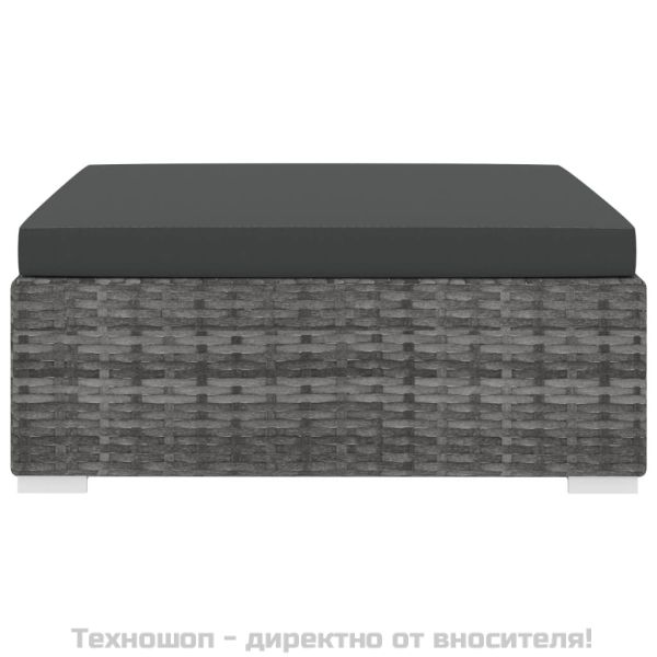 Модулна табуретка с възглавница, 1 бр, полиратан, сива